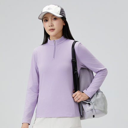 7A Antibacterial Half-Zip Stand-Up Collar Fleece-Lined Sweatshirt for Men and Women Far Infrared Heating Casual Sports Elastic Quick-Drying T-Shirt