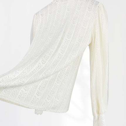 High-End Brushed Fabric 2026 Autumn and Winter New Lace Base Shirt, Lace-Trimmed Half-High Collar White Inner Fairy Top
