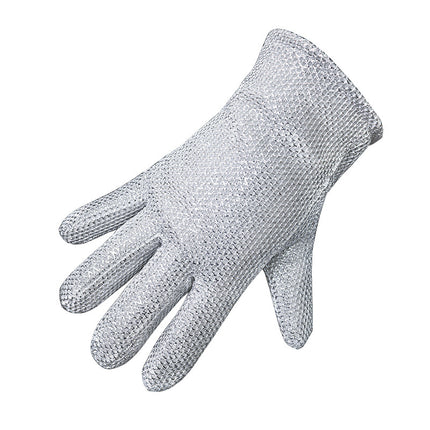 Kitchen Wear-resistant Anti-scalding Non-injuring Pot Steel Wire Gloves Five-finger Silver Wash Bowl Gloves Heat-insulated Oil-removing Waterproof Gloves