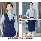 Colored blue vest dress light blue shirt / S