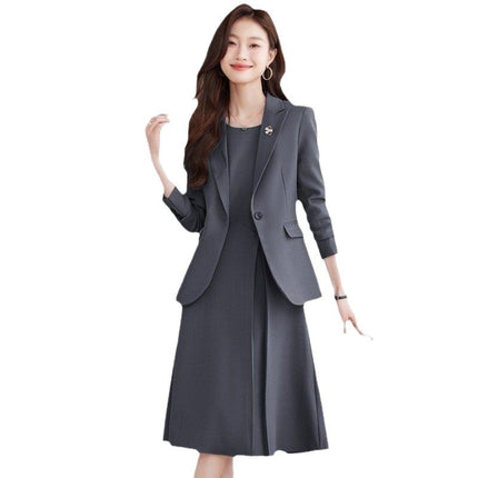 Fashionable and Simple Red Suit Dress Suit for Women 2024 Autumn New Commuter One-Button Slim Suit Trendy