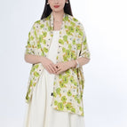 Jacquard satin glow green flower