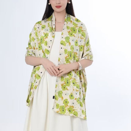 high quality jacquard satin scarf with foreign style shawl women send mother send elders autumn and winter scarf new 2024