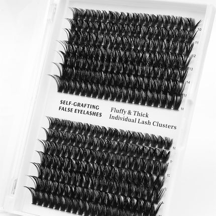 European and American Cross-Border False Eyelashes 60D Hot Melt Hair Large Capacity Dense Curling 14 Rows Segmented Single Cluster Eyelashes