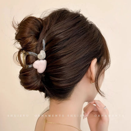 2025 New Style Hair Claw Clip for Women, Large Size for Thick Hair, Hairpin for the Back of the Head, Shark Clip, Versatile Heart-Shaped Hair Accessory