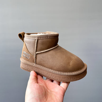 Children's Snow Boots 2025 Winter New Style Girls' Fleece-Lined Short Boots Boys' Thickened Cotton Boots Warm Waterproof Baby Shoes