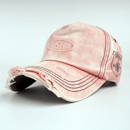 Korean Trendy Brand Lettered Ripped Denim Baseball Cap, Unisex, Fashionable and Versatile, Makes the Face Look Smaller