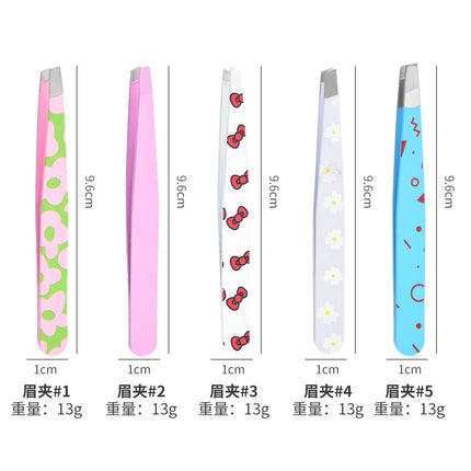 Tweezers for False Eyelashes, Slanted Tip 96, Eyebrow Clip, Spray-Painted Eyebrow Tweezers, Slanted Angle Hair Removal Clip, Printed Design