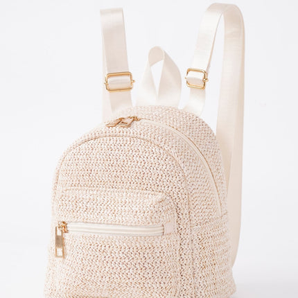 Ethnic Style Backpack Women's New Minority Double-Layer Zipper Casual Personality Backpack Straw Backpack