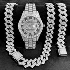 Silver diamond face (watch + bracelet + necklace)