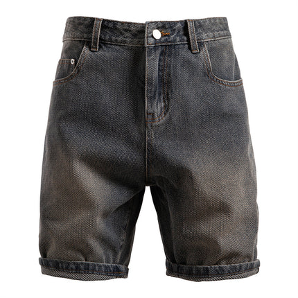 Patterned Denim Shorts Men's New Product 2025 Five-Point Pants Men's Retro Straight Cross-Border Summer Starry Sky Shorts Denim European and American