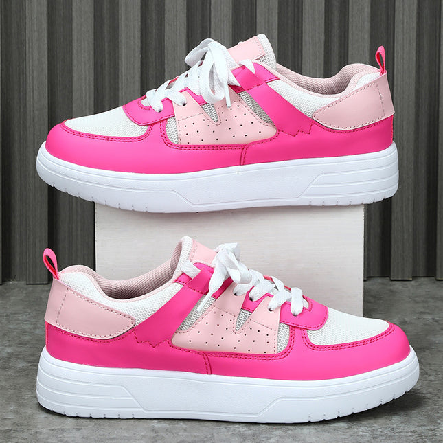 Korean Style Trendy Four-Season Thick-Soled Skateboard Shoes, Mesh Breathable Casual Shoes, Lace-Up Fashionable Women's Shoes, Outdoor Couple Trendy Shoes