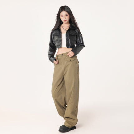 Bumi House# American Retro Machete Pants Leg-closed Design Overalls Loose All-match Wide Leg Casual Pants for Men and Women