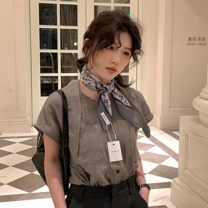 Hanging Card Gift Small Square Scarf for Women, Cotton Blend New Printed Sweet Fashionable Neck Scarf, Soft