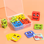 Face-changing rubik's cube in plastic box (16 building blocks + 64 cards)