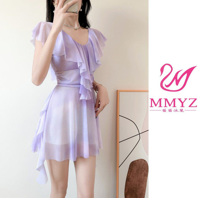 Fairy Swimsuit Female Ruffled Girl Student plus size Hot Spring Belly Covering Conservative Slimming Hot Spring plus size New Swimsuit