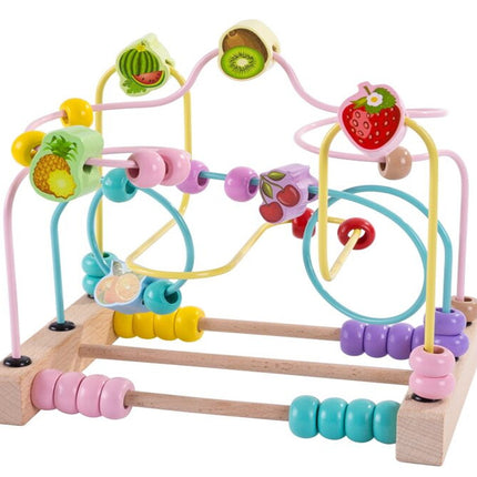 Children's Wooden Multi-Functional Threading Large Bead Color Recognition Early Education Building Blocks Matching Parent-Child Interactive Educational Toys
