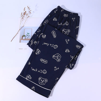 Large size men's pajamas spring and autumn pure cotton plus fat plus size 300kg fat people's home pants conventional thick