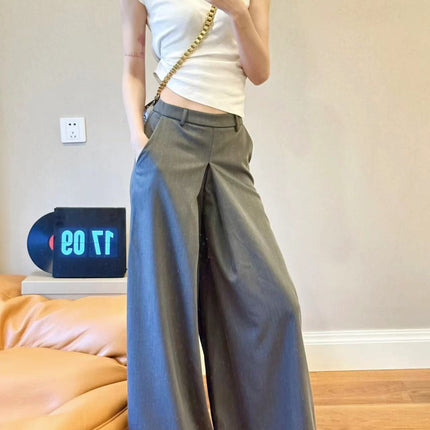 Niche cleanfit Yupi super wide-leg casual suit pants women's 2024 spring and summer low waist loose draping mop pants