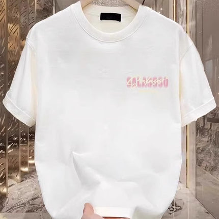 Men's Short-Sleeve T-Shirt, Pure Cotton, Summer, Loose Fit, Trendy Brand, Hong Kong Style, Men's National Trend 2026, White Half-Sleeve Top
