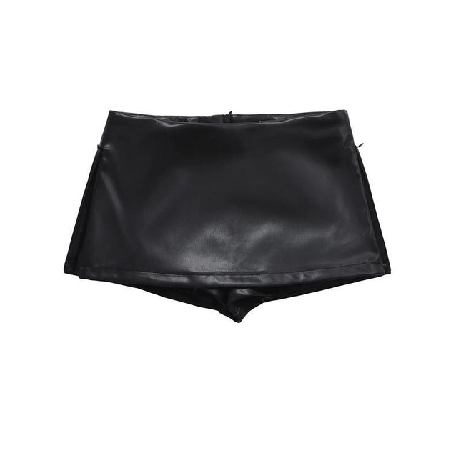 2025 New Cross-Border Dropshipping Black Mini Skirt Elegant Korean Fashion Leather Skirt Cross-Border Dropshipping