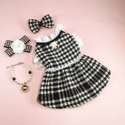 New INS Trendy Small Chanel Style Dog Clothes Houndstooth Cat Pet Clothing Autumn and Winter Coat Cross-border Cat