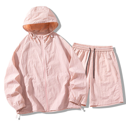Sun Protection Clothing Set Upf50+ Cool-Touch Ice Silk Original Yarn Hooded Breathable Nylon Ice Silk Outdoor Skin Protection Clothing Shorts