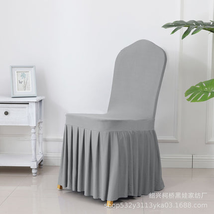 Chair Cover Thickened Stretch Pleated Skirt Dining Chair Cover Hotel Wedding Banquet Event Stool Cover Hotel Cloth
