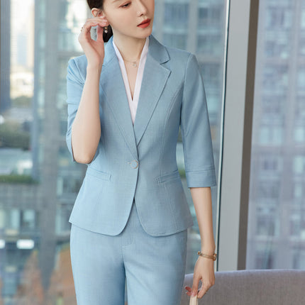 Curry Color Seven-sleeve Suit Jacket Women's Spring and Autumn 2024 New Goddess Style Casual Small Suit Casual Professional Suit