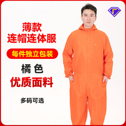 Dust-Proof One-Piece Work Clothes, Labor Protection Suits for Men and Women, Stain-Resistant Protective Coveralls, Crew Reflective Strips, Hooded and Breathable
