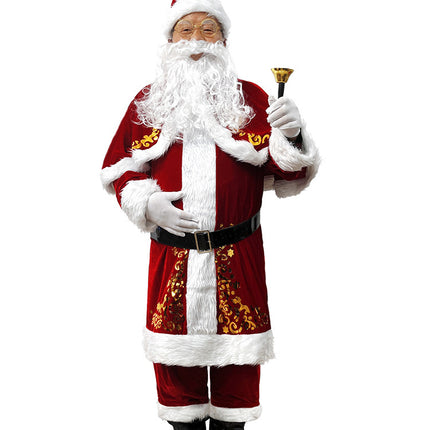 European and American Cross-Border Christmas Clothing Long-Sleeved Women's Christmas Dress Thickeneded Santa Claus with Shawl Christmas Queen Costume