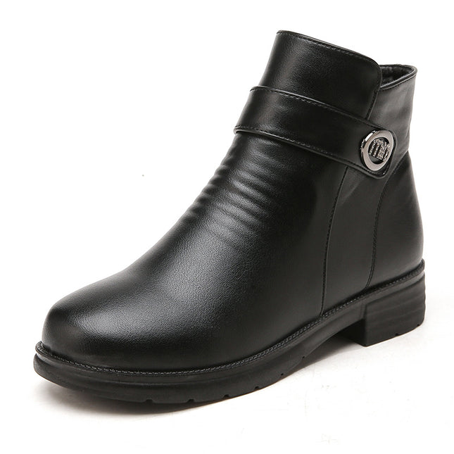 Mother Shoes Cotton Shoes Autumn and Winter Short Boots Winter Shoes Anti-slip Warm Middle-aged Middle-aged Winter Women's Shoes fleece-lined Leather Shoes