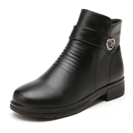 Mother Shoes Cotton Shoes Autumn and Winter Short Boots Winter Shoes Anti-slip Warm Middle-aged Middle-aged Winter Women's Shoes fleece-lined Leather Shoes