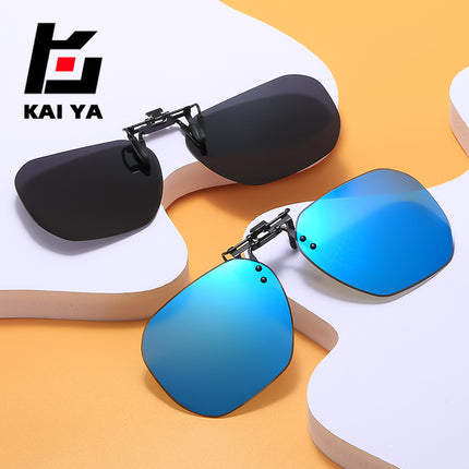 Frameless Polarized Sunglasses Clip Male Flip-up Anti-UV Sunglasses Clip Female Driving Night Vision Myopia Clip