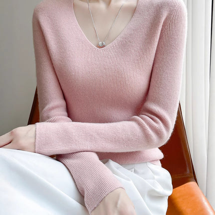 High-End Seamless V Neck Knitwear, First-Line Garment Technology Without Side Seams, Slimming Look Layering Artifact, Direct Supply from the Manufacturer