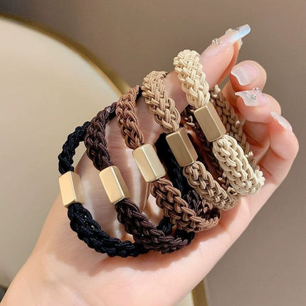 High-End Black Ponytail Hair Rope, Durable Large Intestine Hair Tie, Small Intestine Headband, Scalp Band, Headband, Women's Hair Accessories, Leather Case