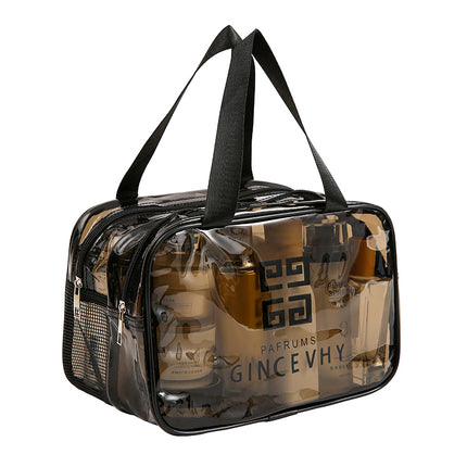 PVC Transparent Wash Bag Dry and Wet Separated Double Layer Portable Travel Waterproof Fitness Swimming Cosmetic Bag Storage Bag for Women