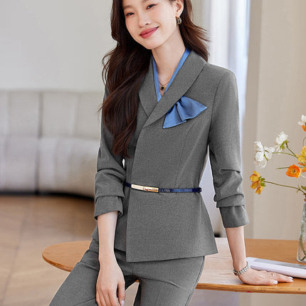 Cross-Border Flight Attendant Professional Suit Set for Women, Announcer, Art Exam Host, Formal Attire, Front Desk Receptionist, Beauty Salon Work Uniform