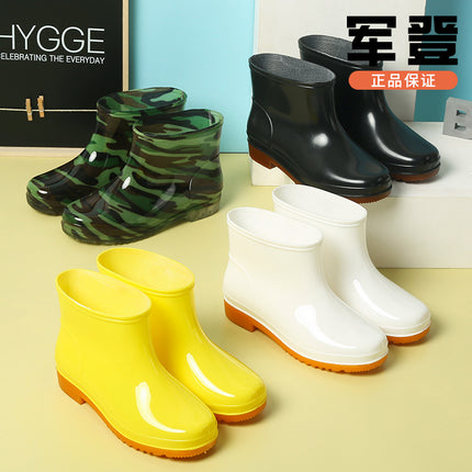 Men's Rain Shoes Men's Short Barrel Four Seasons Warm Rain Boots Cold-proof overshoes Non-slip Low-top Water Shoes Waterproof High-grade Rubber Shoes