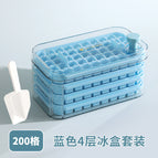 Transparent blue four-layer ice tray set of 200 grids (free ice shovel)