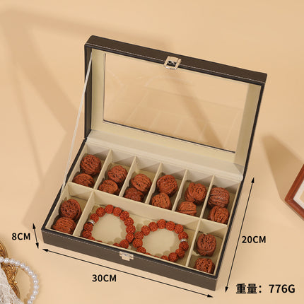 Dustproof High-end Walnut Storage Box Vintage Leather Storage Box Lion Head Handstring Box Beads Display Box