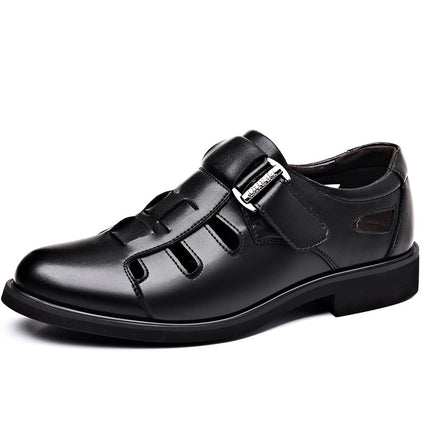 Men's Leather Shoes Summer 2025 New Breathable Business Formal Shoes Hollow Perforated Sandals Non-Slip British Style Men's Shoes