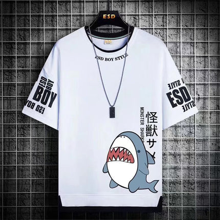 Teenager Short-sleeved T-shirt Men's 2024 New Summer Loose Fashionable All-match Half-sleeved Handsome Junior High School Students Big Boy