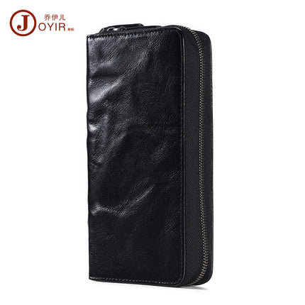 Vegetable Tanned Leather Fashionable Simple Men's Handbag Retro Long Wallet Clutch Bag Genuine Leather Business Clutch Bag Men's Bag