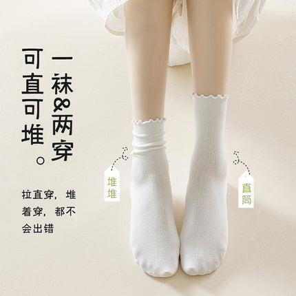 Summer socks women loose pile socks women summer thin breathable tube wooden ear cotton socks Zhuji socks wholesale