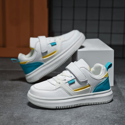 Children's Sneakers Spring New Waterproof Leather Boys' sneaker Trendy Soft Sole Casual White Shoes for Middle and Big Children