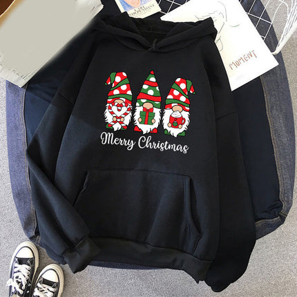Santa Claus merry Christmas printed hooded hoodie European and American men's and women's jacket European size