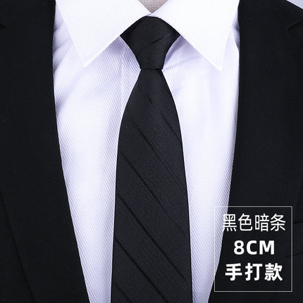 Dress Business Tie Men's and Women's Groom Wedding Black Zipper Korean Narrow No Lazy Striped Bow Tie Plaid