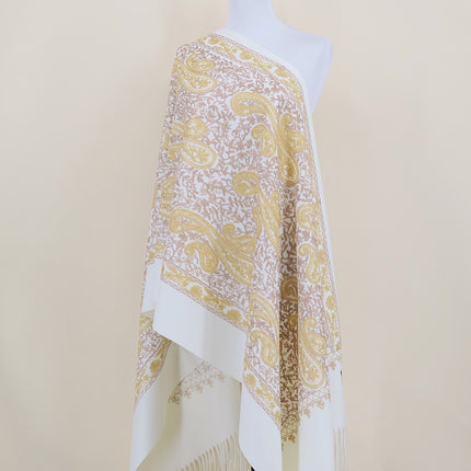 Autumn and Winter 450g Thick Gold Thread Large Cashew Embroidered Flower Scarf Ethnic Style Mother Style Imitation Cashmere Warm Shawl Cloak