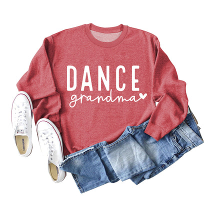 Amazon independent station Dance grandma love letter fashion loose round neck autumn and winter long sleeve sweater women